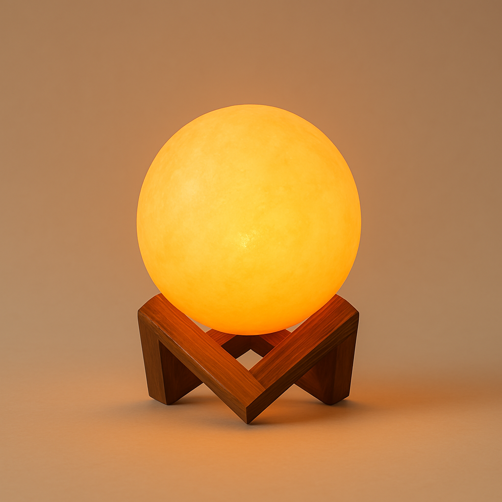 3D Moon Himalayan Salt Lamp – Soothing Amber Glow for Bedroom & Home Decor