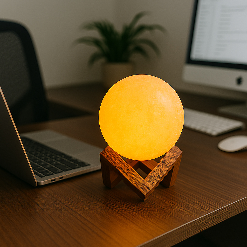 3D Moon Himalayan Salt Lamp – Soothing Amber Glow for Bedroom & Home Decor