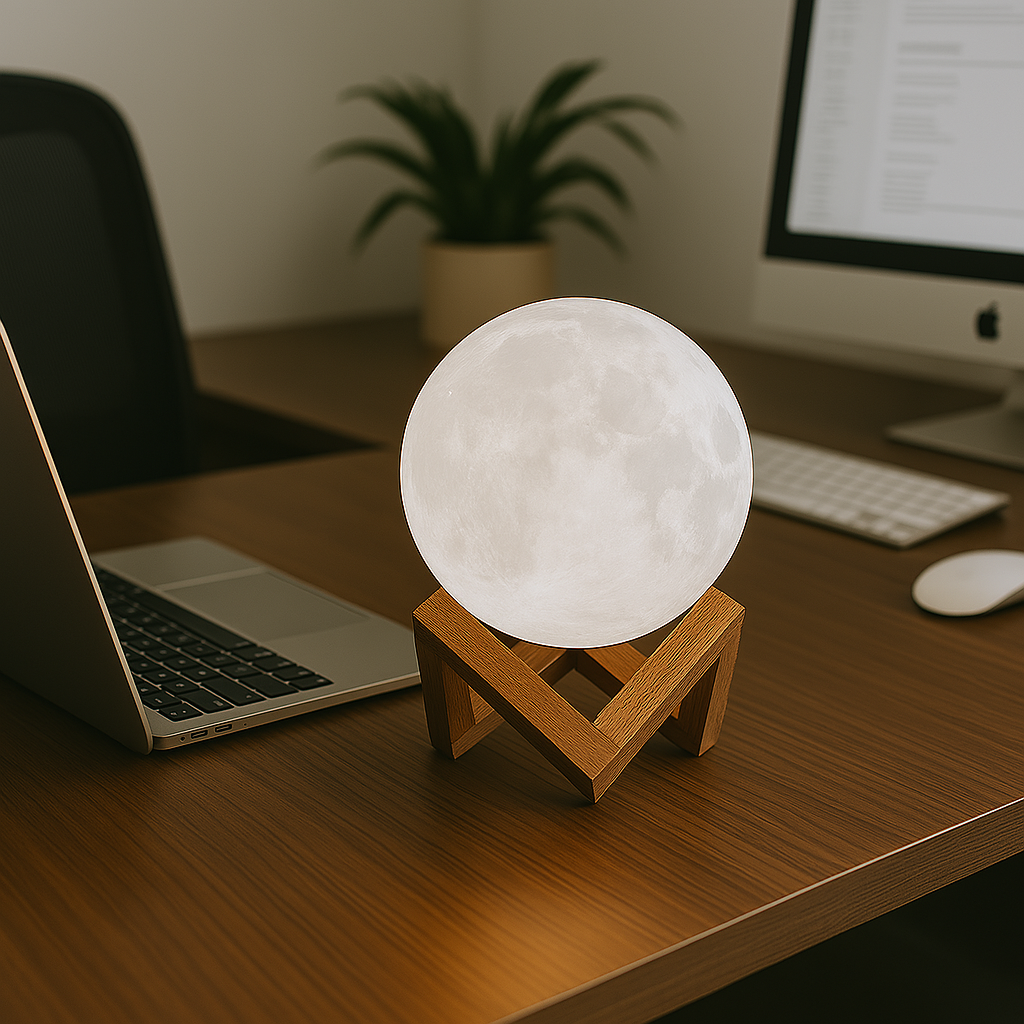 3D Moon Himalayan Salt Lamp – Soothing Amber Glow for Bedroom & Home Decor