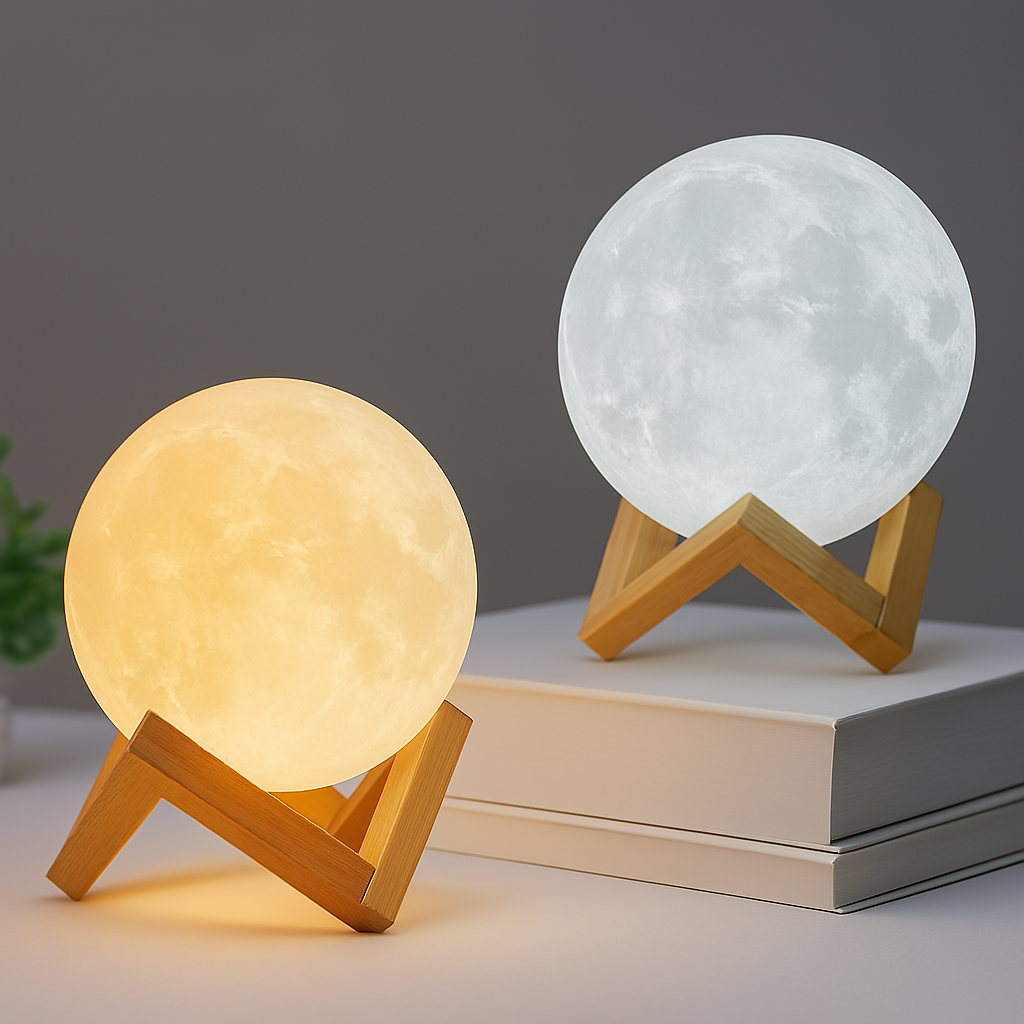 3D Moon Himalayan Salt Lamp – Soothing Amber Glow for Bedroom & Home Decor